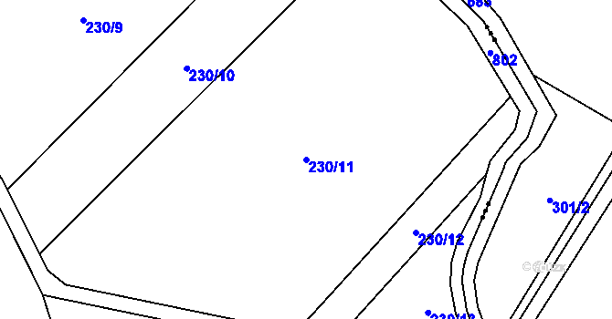 Parcela st. 230/11 v KÚ Hnojice, Katastrální mapa