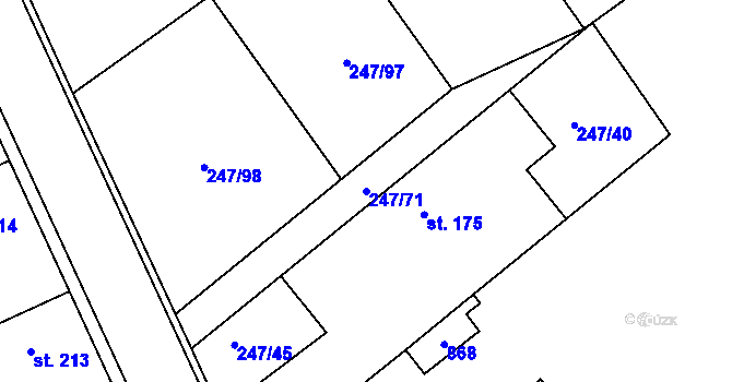 Parcela st. 247/71 v KÚ Hnojice, Katastrální mapa