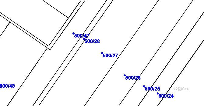 Parcela st. 500/27 v KÚ Hnojice, Katastrální mapa