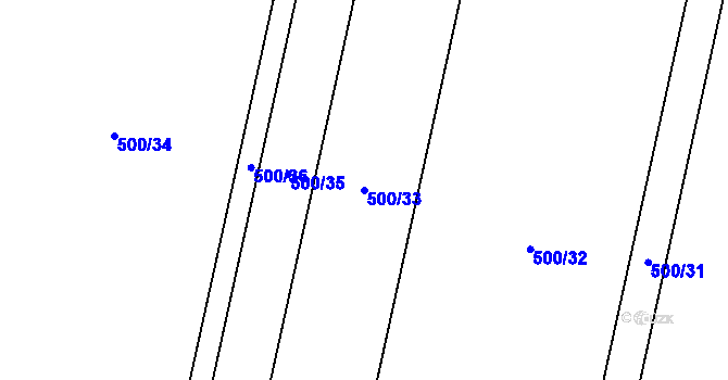 Parcela st. 500/33 v KÚ Hnojice, Katastrální mapa