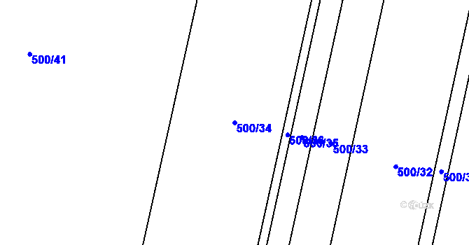 Parcela st. 500/34 v KÚ Hnojice, Katastrální mapa