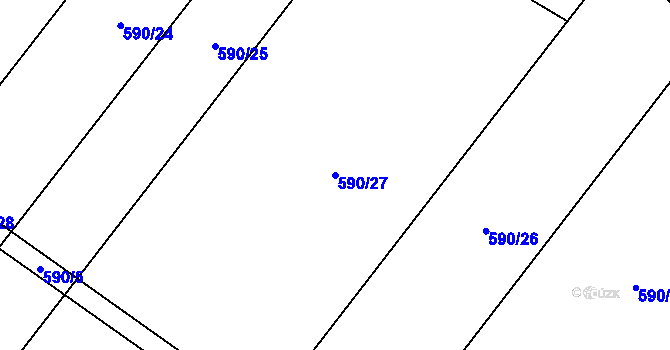 Parcela st. 590/27 v KÚ Hnojice, Katastrální mapa