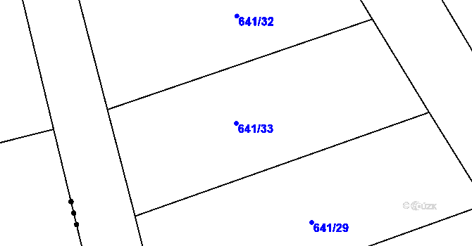 Parcela st. 641/33 v KÚ Hnojice, Katastrální mapa