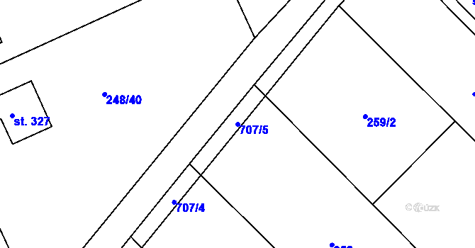 Parcela st. 707/5 v KÚ Hnojice, Katastrální mapa
