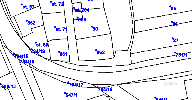 Parcela st. 862 v KÚ Hnojice, Katastrální mapa