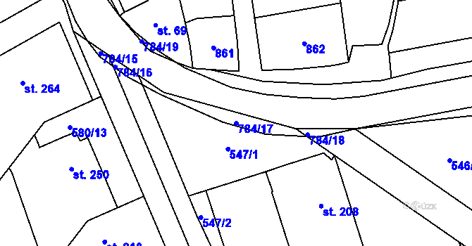 Parcela st. 784/17 v KÚ Hnojice, Katastrální mapa