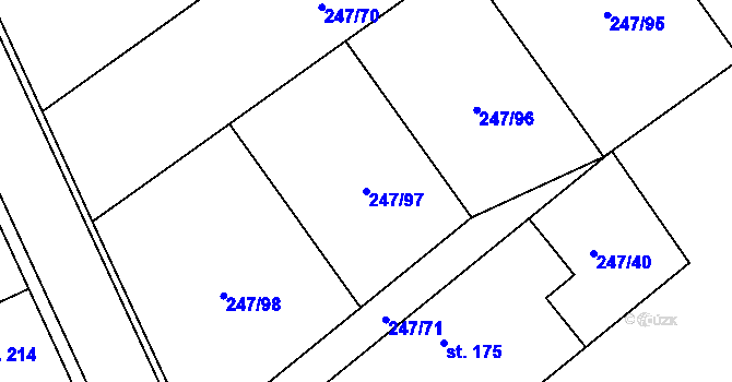 Parcela st. 247/97 v KÚ Hnojice, Katastrální mapa