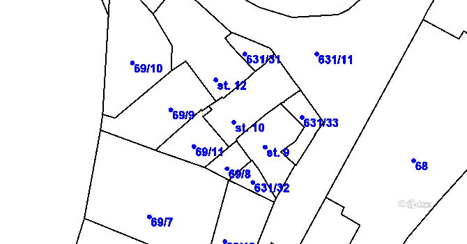 Parcela st. 10 v KÚ Hnojnice, Katastrální mapa
