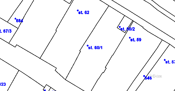 Parcela st. 60/1 v KÚ Hnojnice, Katastrální mapa