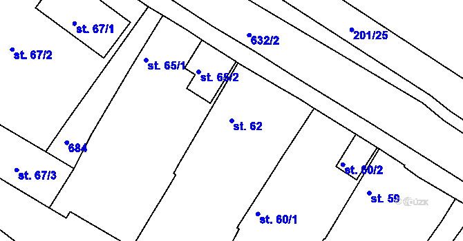 Parcela st. 62 v KÚ Hnojnice, Katastrální mapa