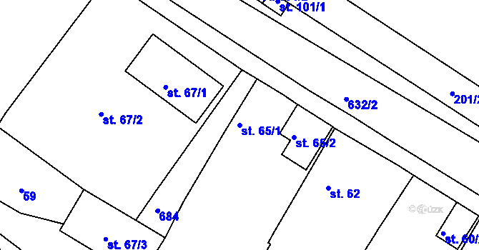 Parcela st. 65/1 v KÚ Hnojnice, Katastrální mapa