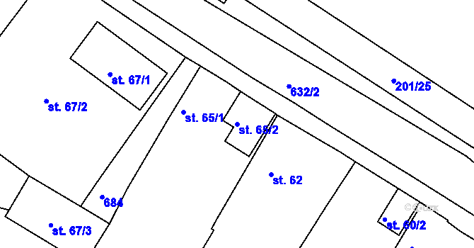 Parcela st. 65/2 v KÚ Hnojnice, Katastrální mapa