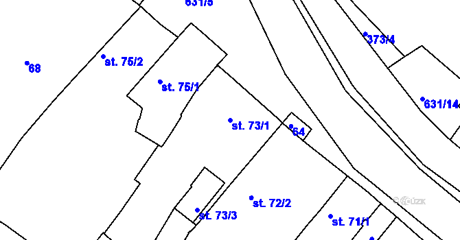 Parcela st. 73/1 v KÚ Hnojnice, Katastrální mapa