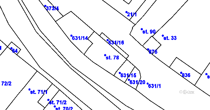 Parcela st. 78 v KÚ Hnojnice, Katastrální mapa