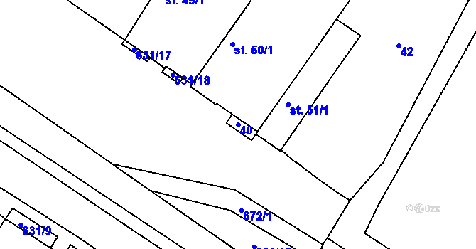 Parcela st. 40 v KÚ Hnojnice, Katastrální mapa