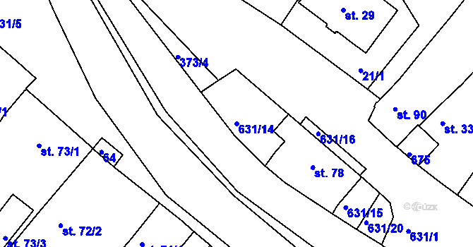 Parcela st. 631/14 v KÚ Hnojnice, Katastrální mapa