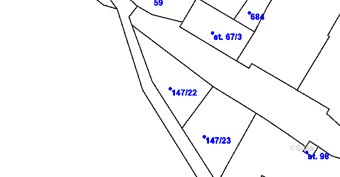 Parcela st. 147/22 v KÚ Hnojnice, Katastrální mapa