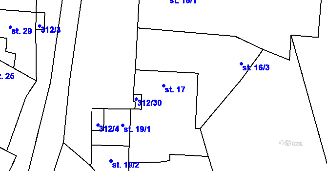 Parcela st. 17 v KÚ Židovice u Hnojnic, Katastrální mapa
