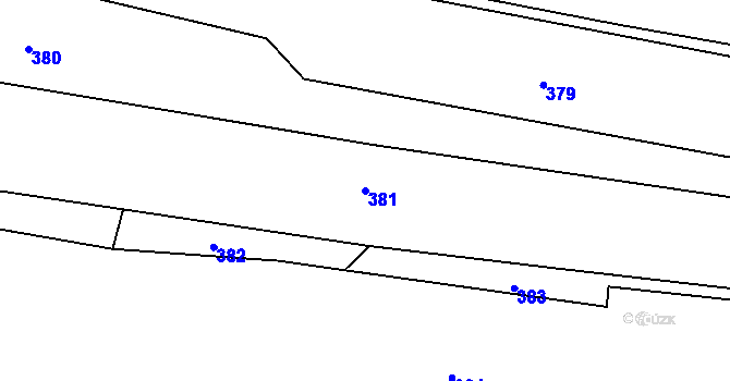 Parcela st. 381 v KÚ Židovice u Hnojnic, Katastrální mapa