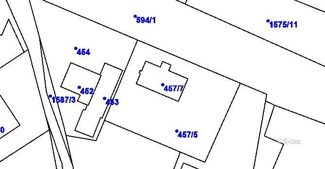 Parcela st. 457/7 v KÚ Hnojník, Katastrální mapa