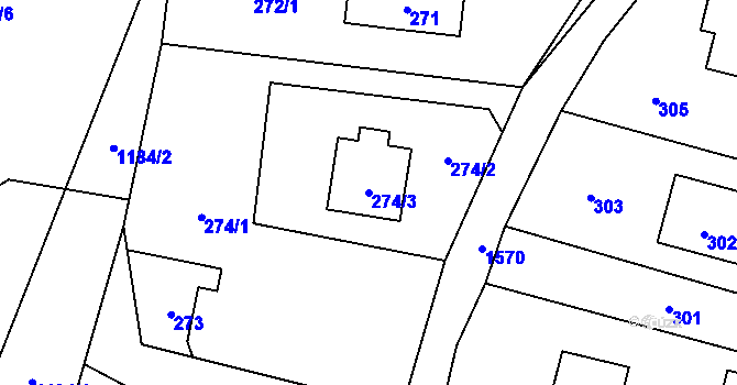 Parcela st. 274/3 v KÚ Hnojník, Katastrální mapa