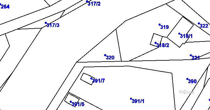 Parcela st. 320 v KÚ Hnojník, Katastrální mapa