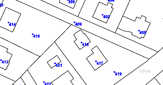 Parcela st. 418 v KÚ Hnojník, Katastrální mapa