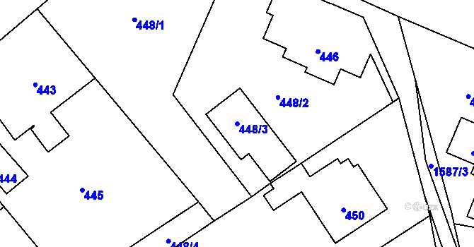 Parcela st. 448/3 v KÚ Hnojník, Katastrální mapa