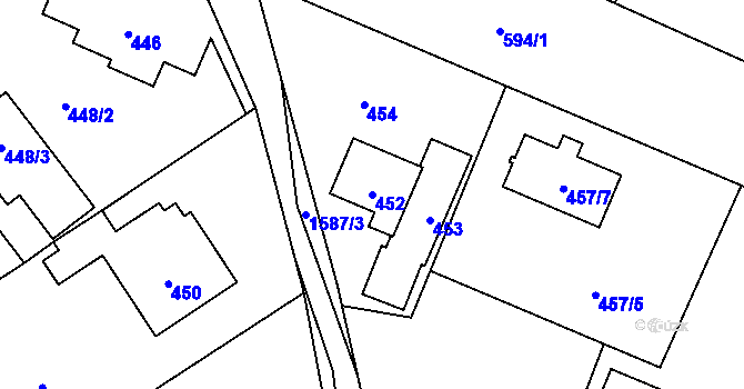 Parcela st. 452 v KÚ Hnojník, Katastrální mapa