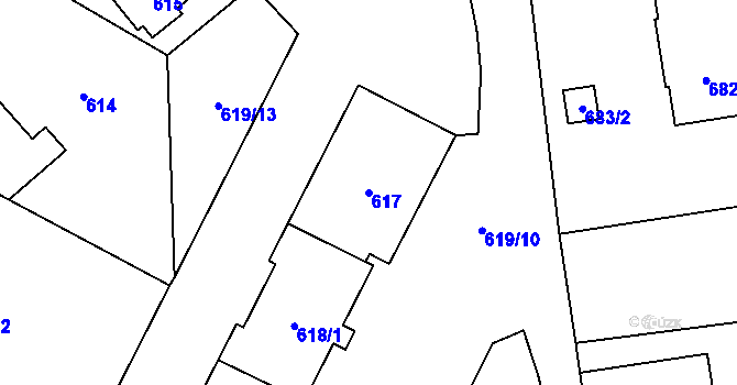 Parcela st. 617 v KÚ Hnojník, Katastrální mapa