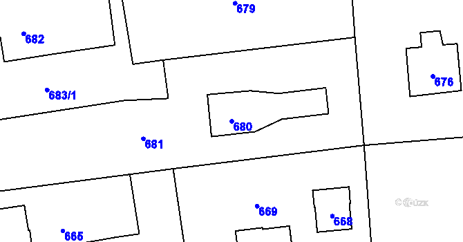 Parcela st. 680 v KÚ Hnojník, Katastrální mapa