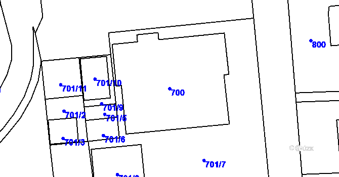 Parcela st. 700 v KÚ Hnojník, Katastrální mapa