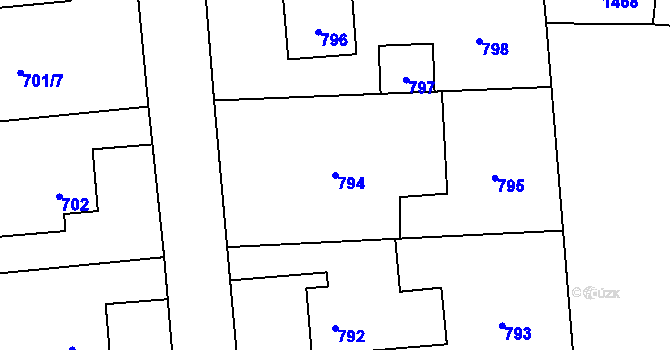 Parcela st. 794 v KÚ Hnojník, Katastrální mapa