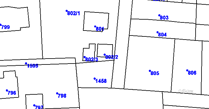 Parcela st. 802/2 v KÚ Hnojník, Katastrální mapa