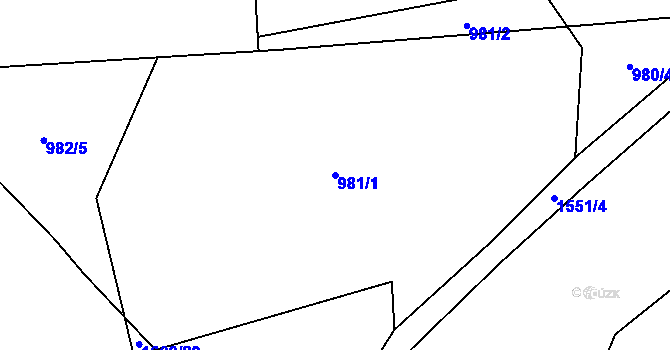 Parcela st. 981/1 v KÚ Hnojník, Katastrální mapa