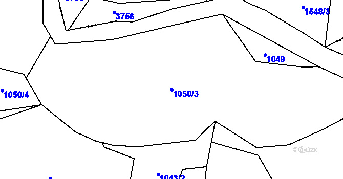 Parcela st. 1050/3 v KÚ Hnojník, Katastrální mapa