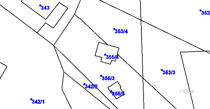 Parcela st. 355/4 v KÚ Hnojník, Katastrální mapa