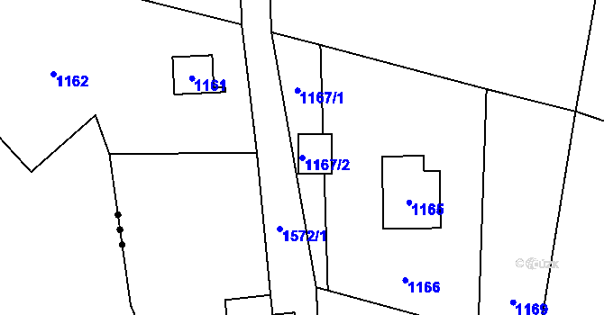 Parcela st. 1167/2 v KÚ Hnojník, Katastrální mapa
