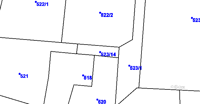 Parcela st. 523/14 v KÚ Hnojník, Katastrální mapa