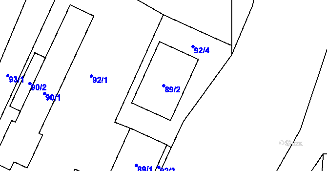 Parcela st. 89/2 v KÚ Hnojník, Katastrální mapa