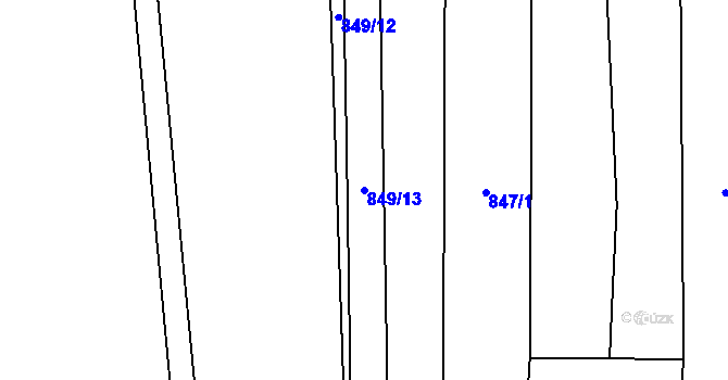 Parcela st. 849/13 v KÚ Hnojník, Katastrální mapa
