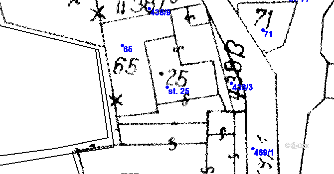 Parcela st. 25 v KÚ Hobšovice, Katastrální mapa