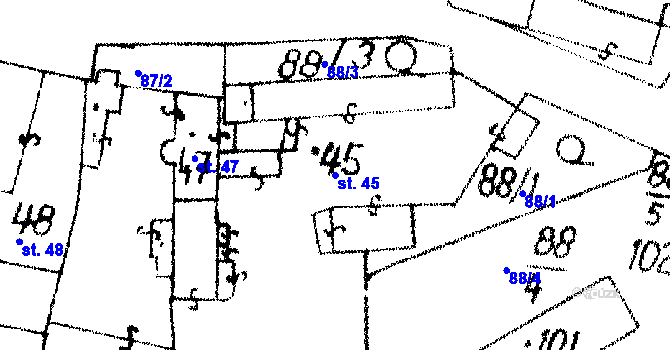 Parcela st. 45 v KÚ Hobšovice, Katastrální mapa
