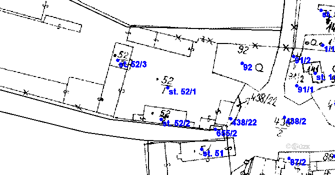 Parcela st. 52/1 v KÚ Hobšovice, Katastrální mapa