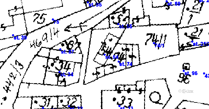Parcela st. 54 v KÚ Hobšovice, Katastrální mapa