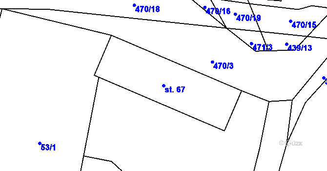 Parcela st. 67 v KÚ Hobšovice, Katastrální mapa