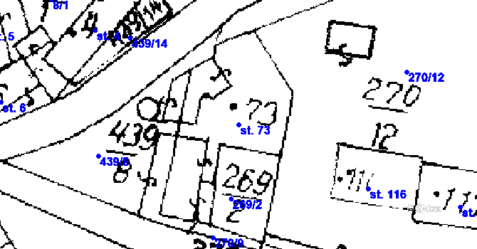Parcela st. 73 v KÚ Hobšovice, Katastrální mapa