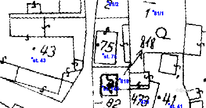 Parcela st. 75 v KÚ Hobšovice, Katastrální mapa
