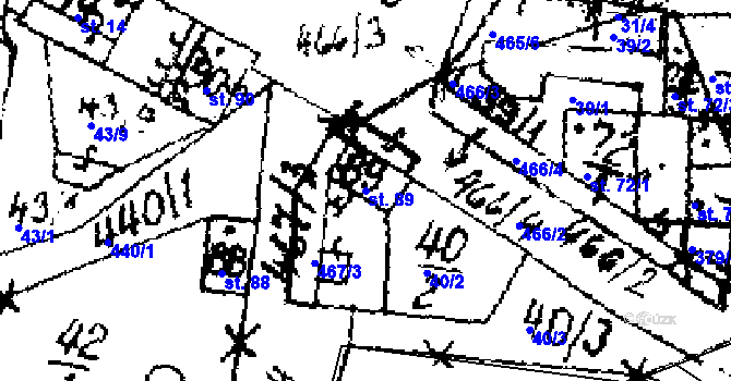 Parcela st. 89 v KÚ Hobšovice, Katastrální mapa