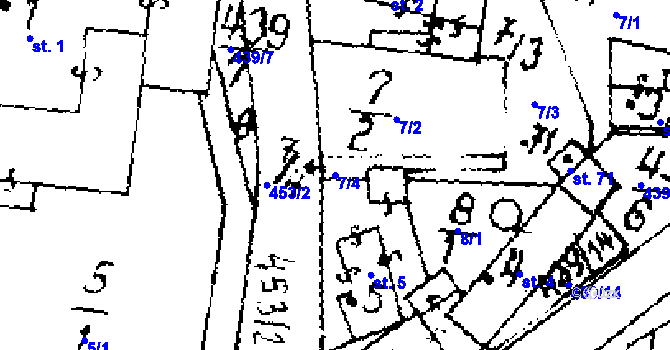 Parcela st. 7/4 v KÚ Hobšovice, Katastrální mapa